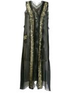 Nina Ricci Vintage 1990's Lace Detailed Long Coat - Black
