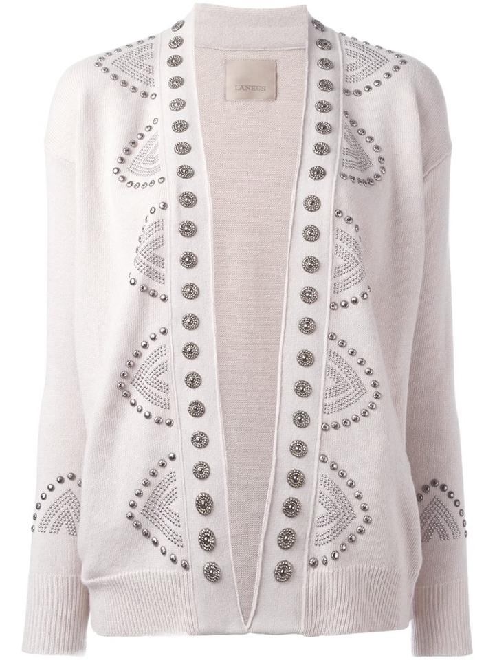 Laneus Studded Cardigan, Women's, Size: 40, Nude/neutrals, Polyamide/viscose/aluminium/brass