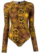 Versace Jeans Couture Baroque Print Bodysuit - Brown