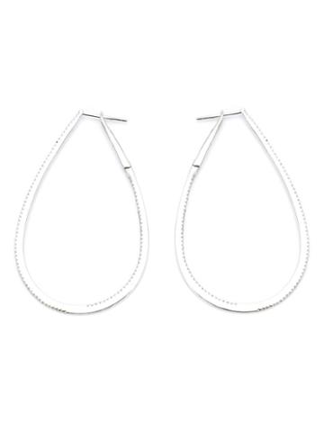 Shylee Rose Diamond Oval Hoop Earrings, Women's, Metallic