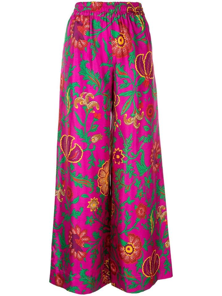 La Doublej Floral Print Trousers - Purple