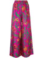 La Doublej Floral Print Trousers - Purple