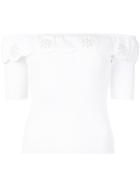 Red Valentino Ribbed Knit Scalloped Hem Top - White
