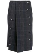 Chloé Checked Pleated Skirt - Grey