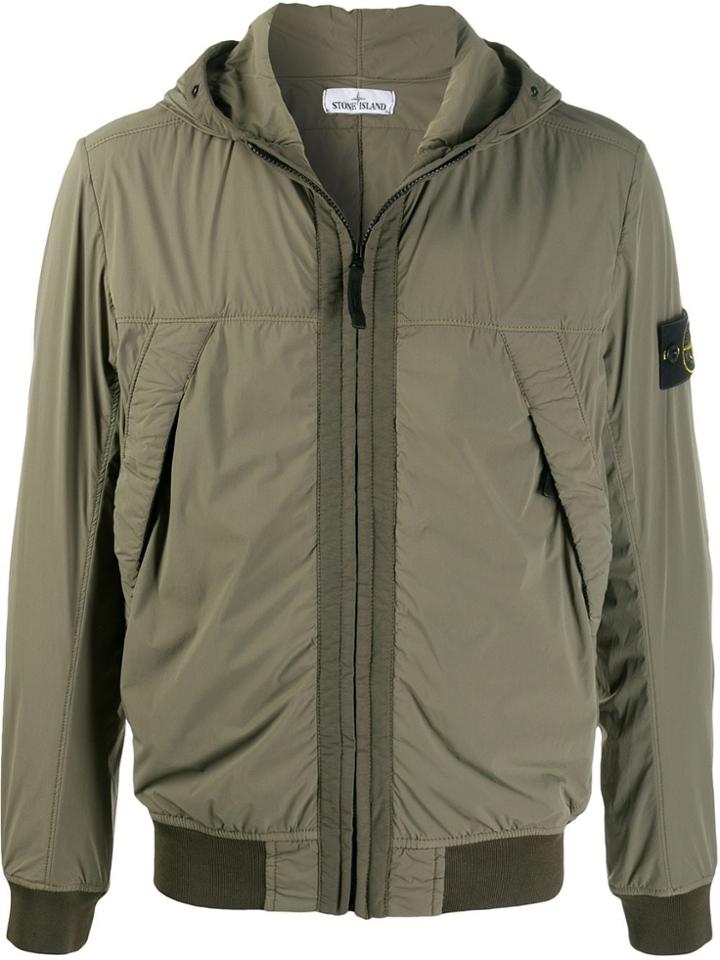 Stone Island Logo Hooded Jacket - Green