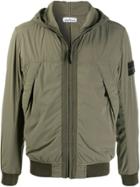Stone Island Logo Hooded Jacket - Green