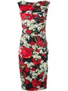 Dolce & Gabbana Daisy And Poppy Print Dress, Women's, Size: 42, Black, Silk/spandex/elastane