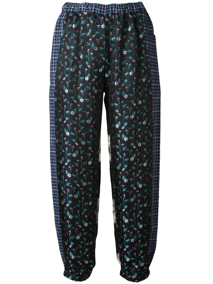 Hache Metallic Floral Print Trousers, Women's, Size: 42, Blue, Acetate/viscose/cotton