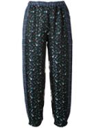 Hache Metallic Floral Print Trousers, Women's, Size: 42, Blue, Acetate/viscose/cotton