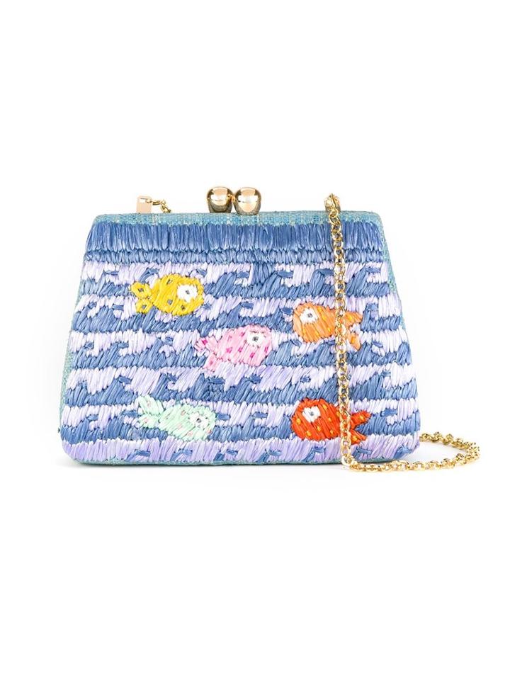 Serpui Embroidered Clutch, Women's, Blue
