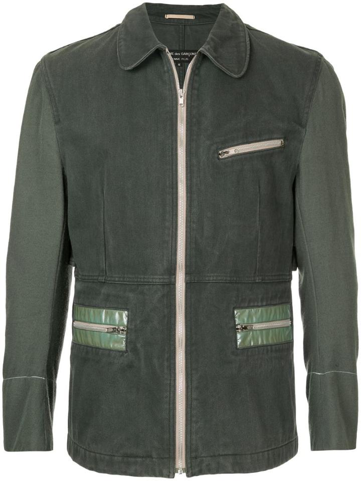 Comme Des Garçons Pre-owned Rounded Collar Zipped Jacket - Green
