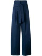 Erika Cavallini - High-waisted Trousers - Women - Cotton - 44, Blue, Cotton