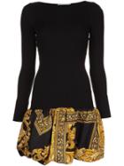 Moschino Bubble Hem Dress, Women's, Size: 38, Black, Virgin Wool
