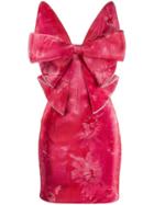 Area Crushed Velvet Bow Mini Dress - Pink