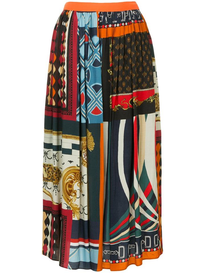 Kolor Scarf Print Pleated Skirt - Multicolour