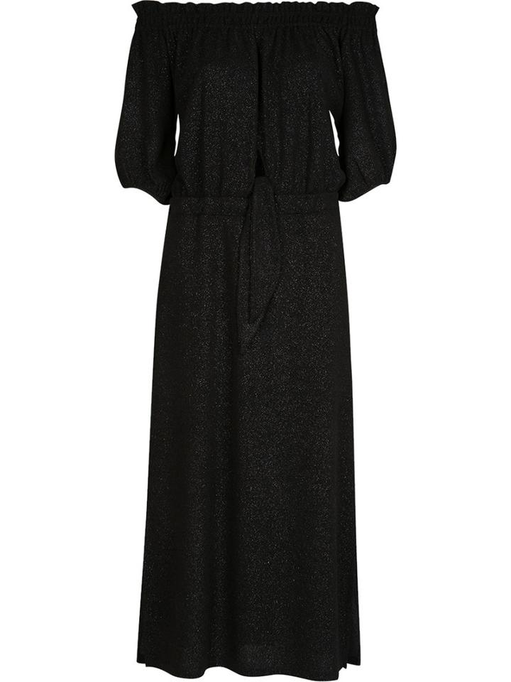 Lilly Sarti - Off The Shoulder Midi Dress - Women - Polyester/spandex/elastane/acetate - 40, Black, Polyester/spandex/elastane/acetate