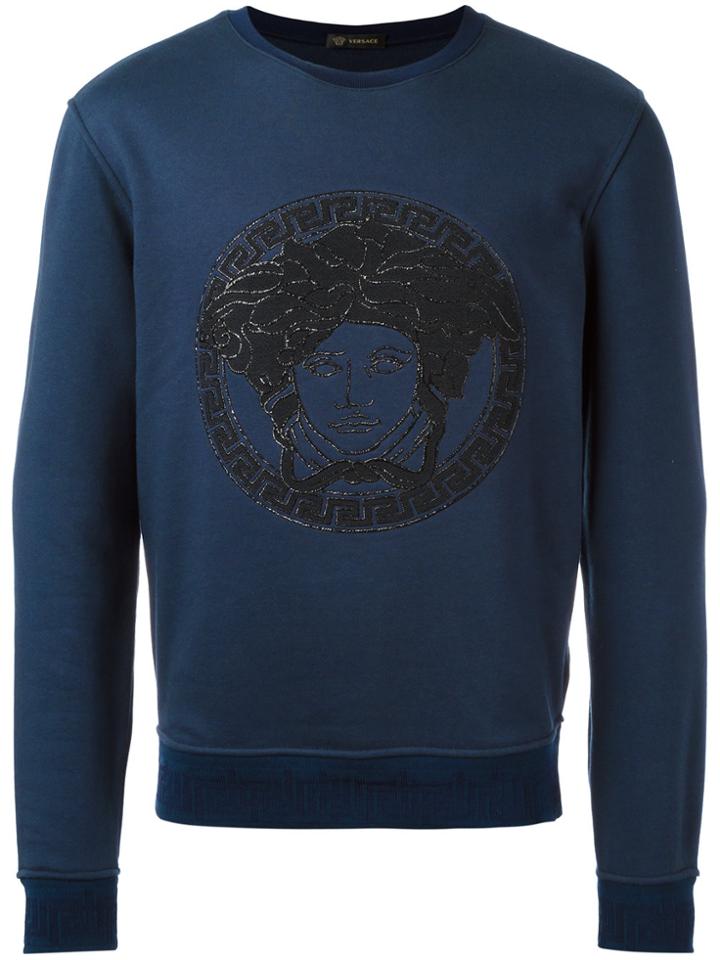 Versace Embroidered Medusa Sweatshirt - Blue