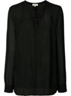 L'agence Lace Up Blouse, Women's, Size: Large, Black, Silk