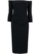 Norma Kamali Off-shoulders Shirred Waist Dress, Women's, Size: Xs, Blue, Polyester/spandex/elastane