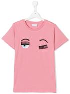 Chiara Ferragni Kids Teen Wink Embroidered T-shirt - Pink & Purple