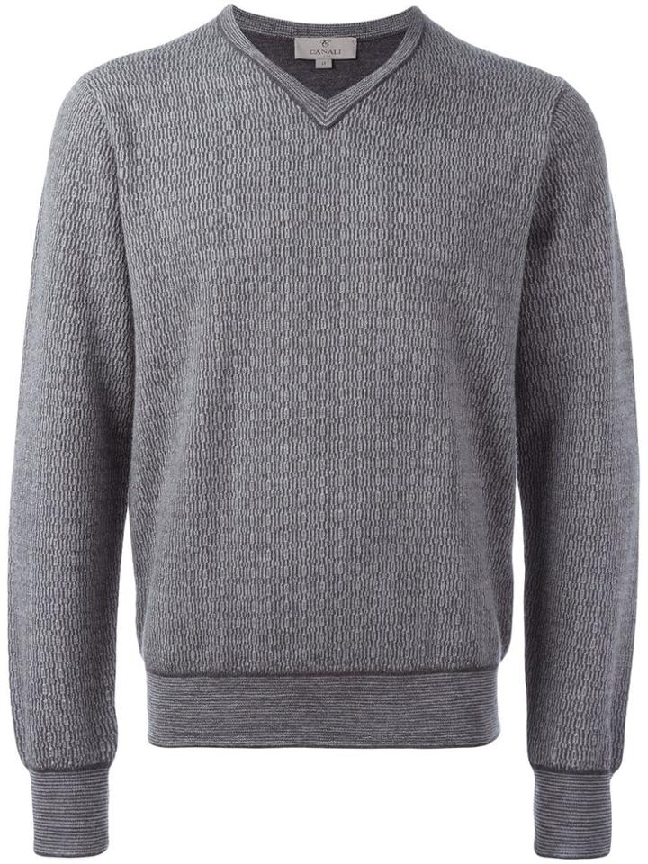 Canali V-neck Jumper - Grey