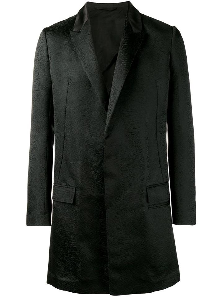 Haider Ackermann Single Breasted Cloque Coat, Men's, Size: 48, Black, Silk/cotton/wool