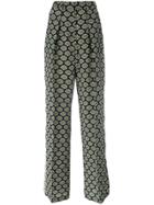 Msgm Floral Print Straight Trousers - Black