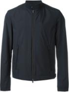 Herno Band Collar Zipped Jacket, Men's, Size: 54, Blue, Polyester/polytetrafluoroethylene Ptfe/polyamide/polyester