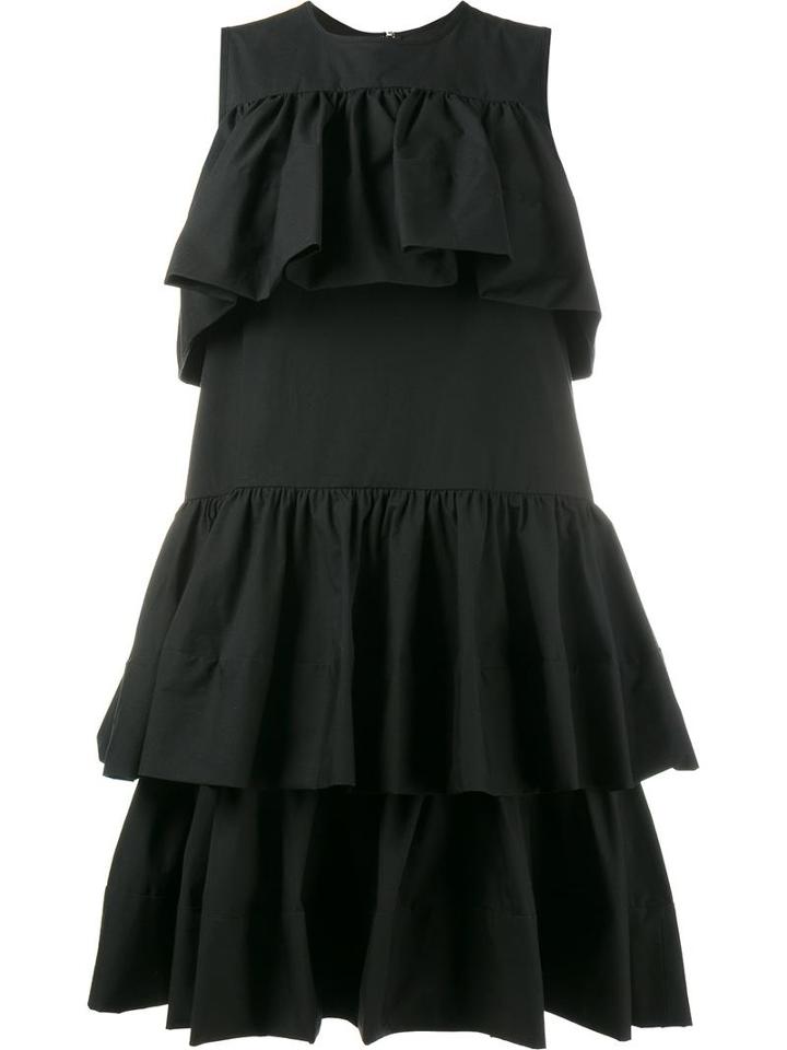 Msgm Ruffled Mini Dress, Women's, Size: 42, Black, Cotton/spandex/elastane/polyurethane