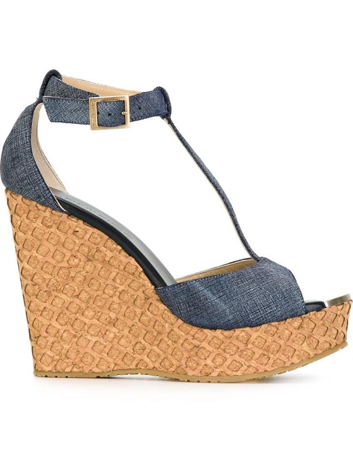 Jimmy Choo Pela Sandals, Women's, Size: 39.5, Blue, Leather/rubber