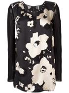 Twin-set Contrast Sleeve Blouse, Women's, Size: Small, Black, Polyamide/metal