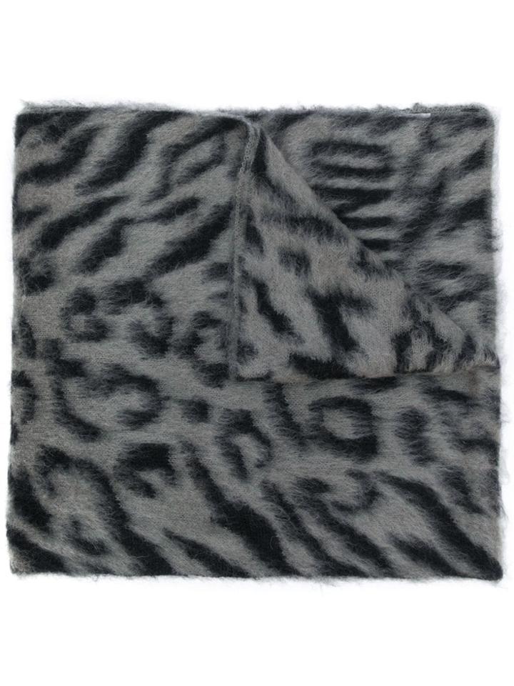 Moschino Logo Embroidered Scarf - Grey