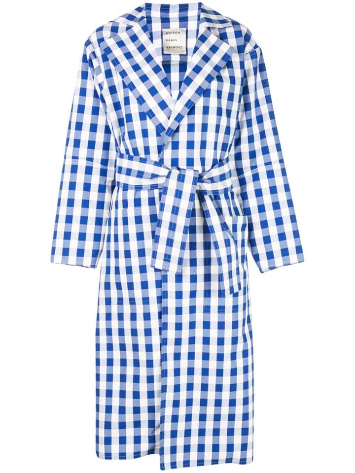Maison Rabih Kayrouz Belted Check-pattern Trenchcoat - Blue