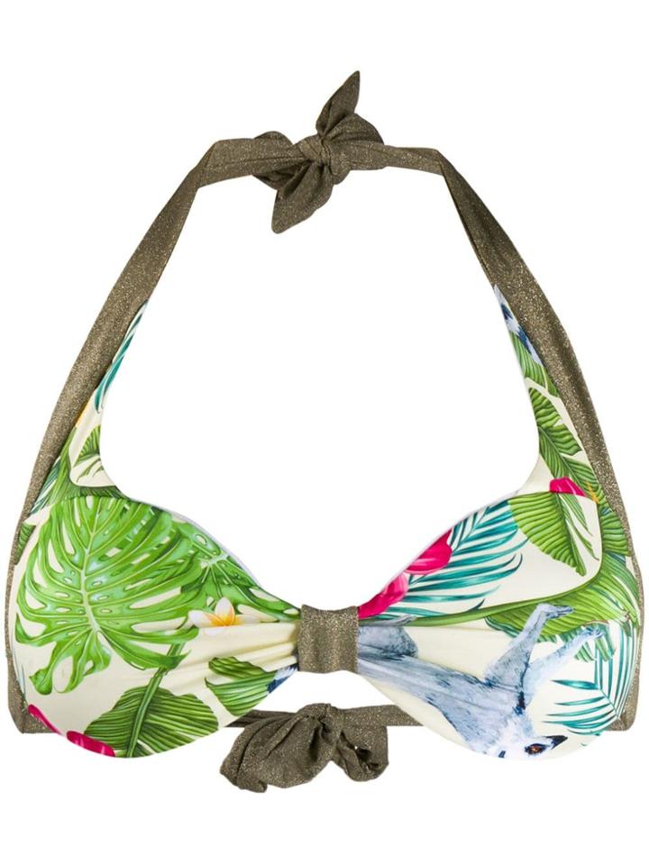 Mc2 Saint Barth Emanuelle Paradise Print Bikini Top - Green