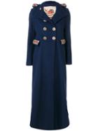 History Repeats Embellished Double Breasted Military Coat - Blue
