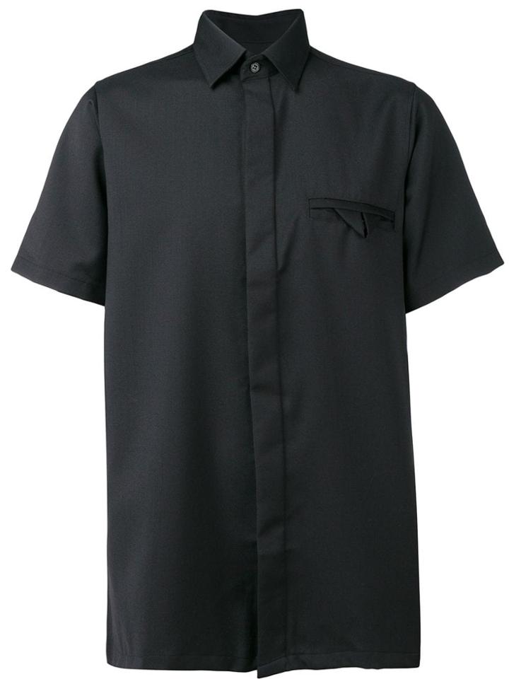 Matthew Miller Fitted Short Sleeve Shirt W.hidden Butto - Black