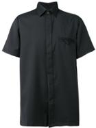 Matthew Miller Fitted Short Sleeve Shirt W.hidden Butto - Black