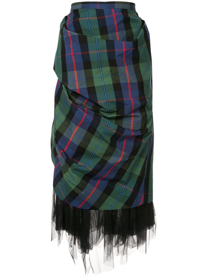 Enföld Tartan Draped Skirt - Green