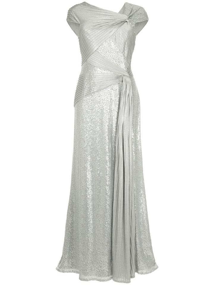 Tadashi Shoji Knot Detail Gown - Silver