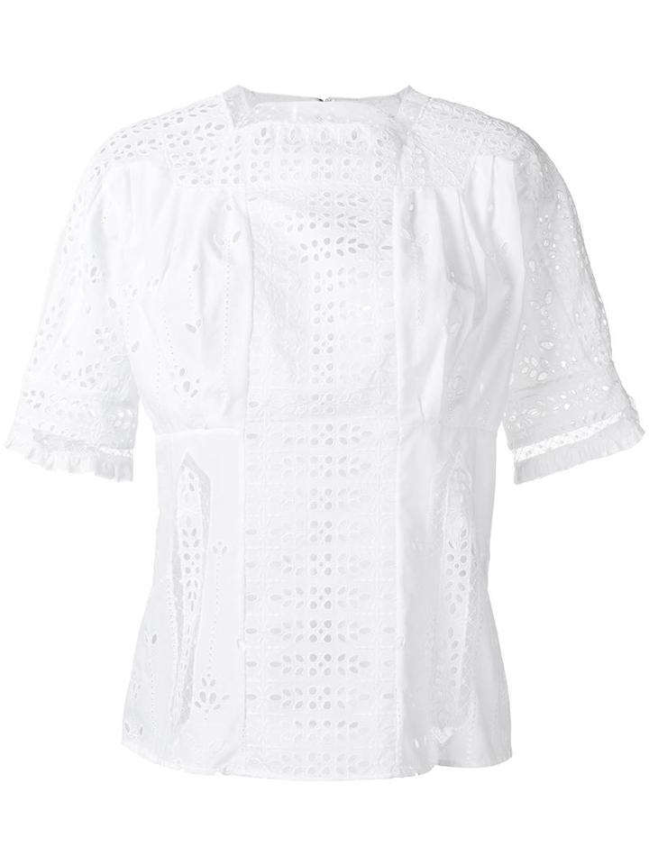 Loewe Embroidered Blouse, Women's, Size: 42, White, Cotton