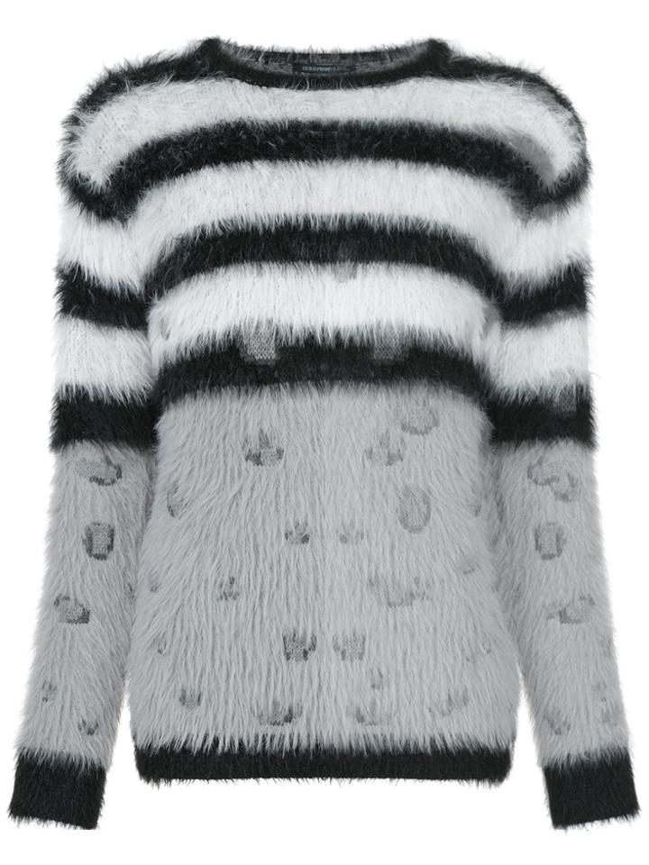 Guild Prime Striped Fluffy Jumper - Grey