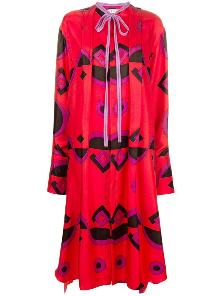 Marni Printed Day Dress - Red