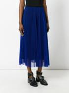 Msgm - Pleated Midi Skirt - Women - Polyester - 40, Blue, Polyester