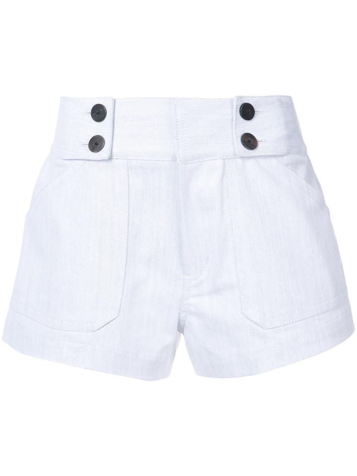 Derek Lam 10 Crosby - Double-fastening Mini Shorts - Women - Cotton/acrylic/spandex/elastane - 2, White, Cotton/acrylic/spandex/elastane