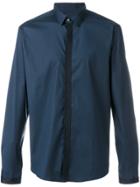 Les Hommes Contrast Grosgrain Trim Shirt - Blue