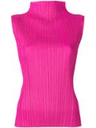 Pleats Please By Issey Miyake High Neck Top - Pink & Purple