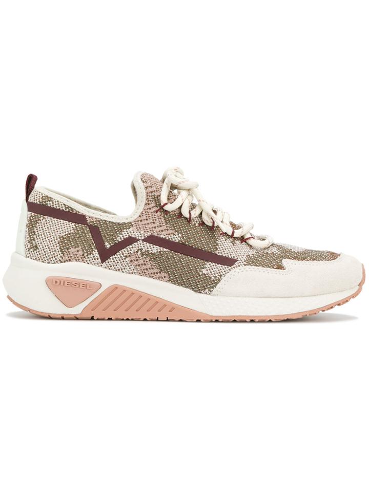Diesel Laced Running Sneakers - Nude & Neutrals