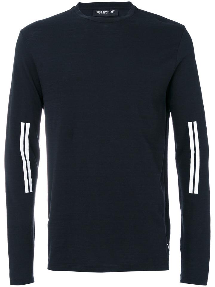 Neil Barrett - Stripe Detail Sweatshirt - Men - Cotton - L, Black, Cotton