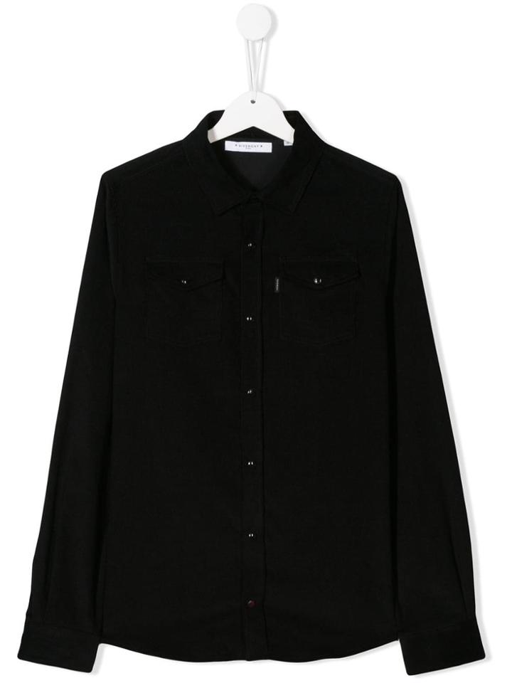 Givenchy Kids Teen Corduroy Long Sleeve Shirt - Black