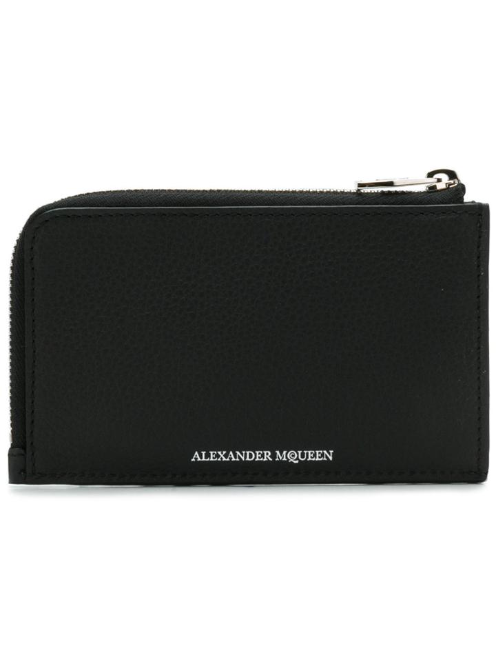 Alexander Mcqueen Zip Coin Card Holder Wallet - Black